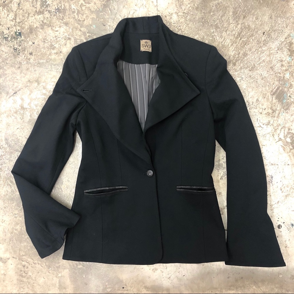 SW3 Bespoke Blazer Jacket Black Flared Sleeves S